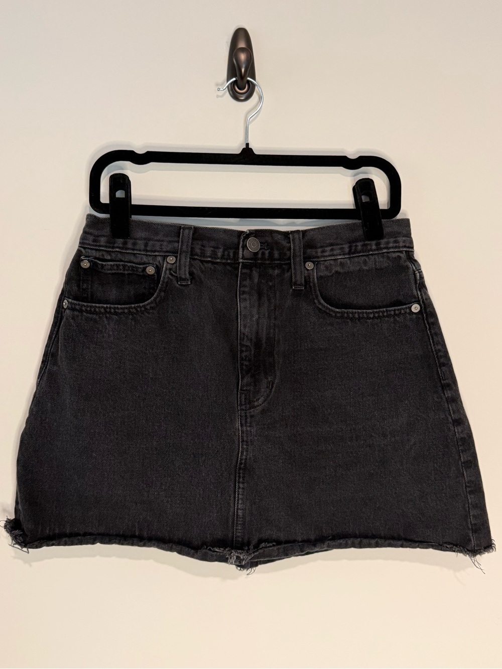 Madewell (28) Black Denim A-Line Mini Skirt